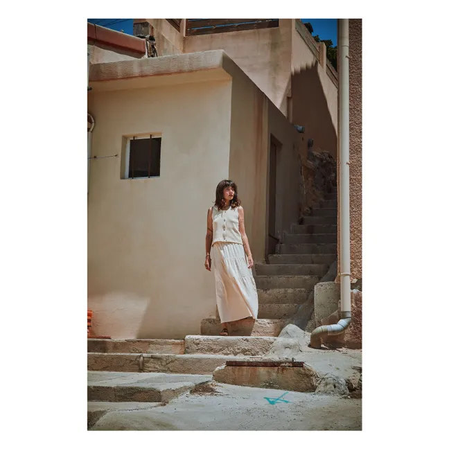 Thyme Double Cotton Gauze Skirt - Women's Collection | Powder pink