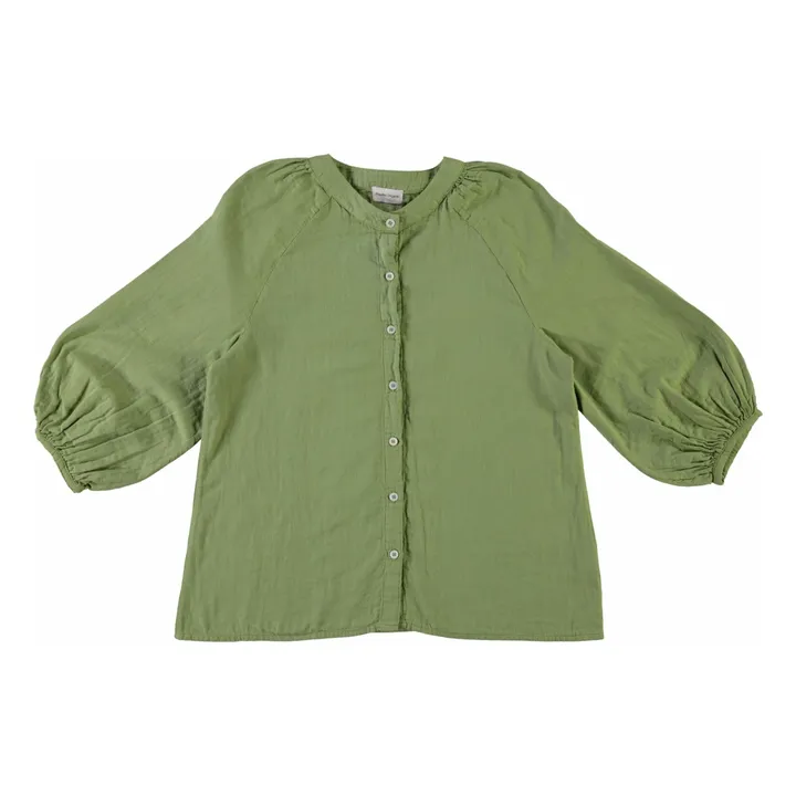Blouse Onagre Double Gaze de Coton - Collection Femme | Vert- Image produit n°0