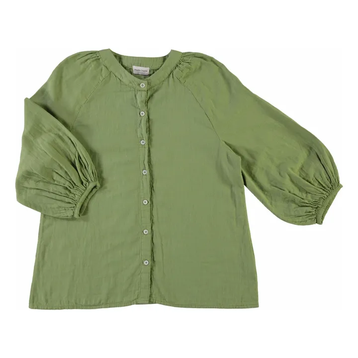Blouse Onagre Double Gaze de Coton - Collection Femme | Vert- Image produit n°2