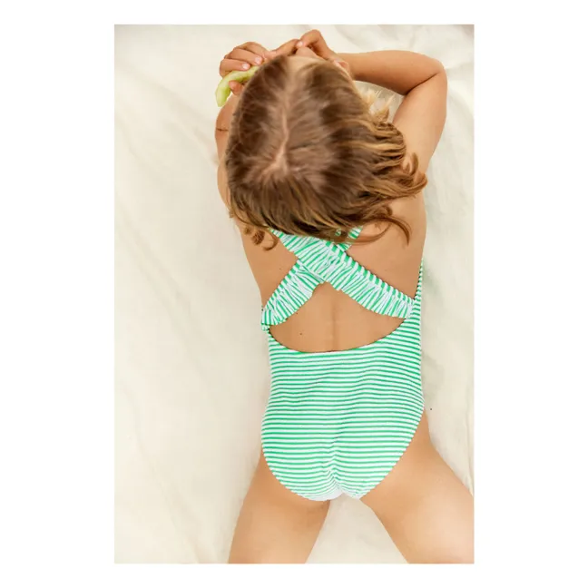 Maillot de Bain Alba Rayé Eponge  | Vert