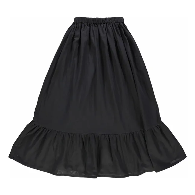 Falda de gasa de algodón doble Statice - Colección Mujer | Negro