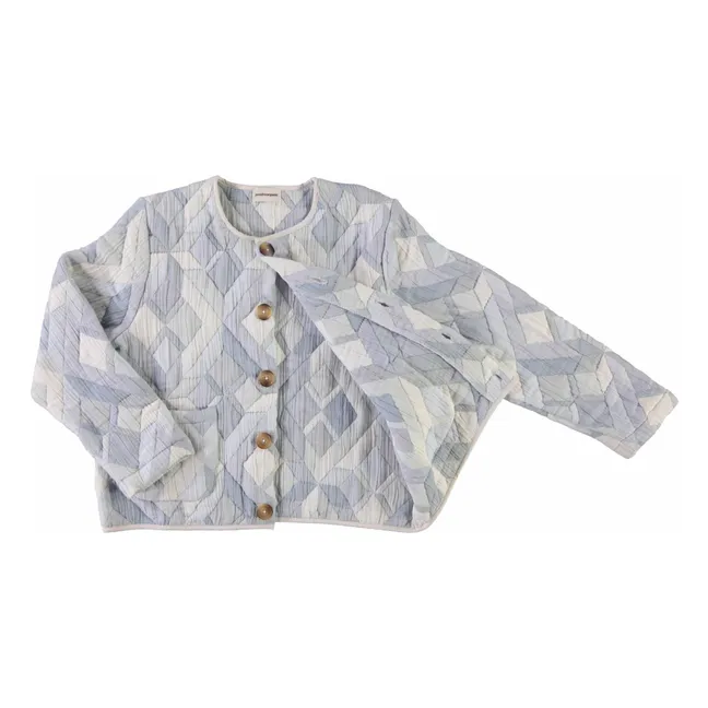 Chaqueta acolchada de algodón orgánico Anise Patchwork - Colección Mujer | Azul