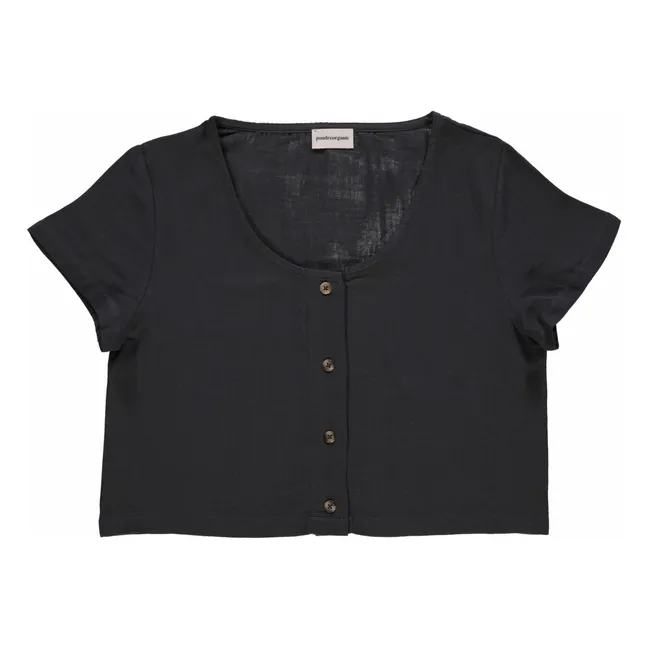 Blusa de gasa de algodón doble Freesia - Colección Femenina | Negro