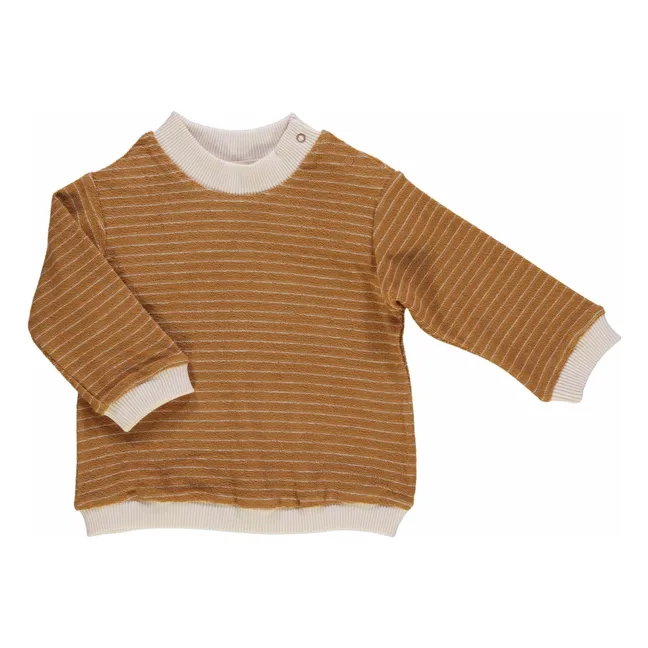 Asaret striped organic terry sweatshirt | Marrone