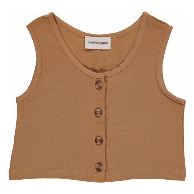 Camiseta de tirantes de algodón orgánico Dille Double Gauze | Marrón