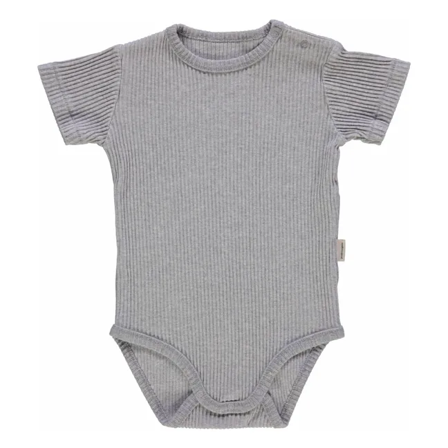 Body de algodón orgánico acanalado Aloes | Gris Jaspeado