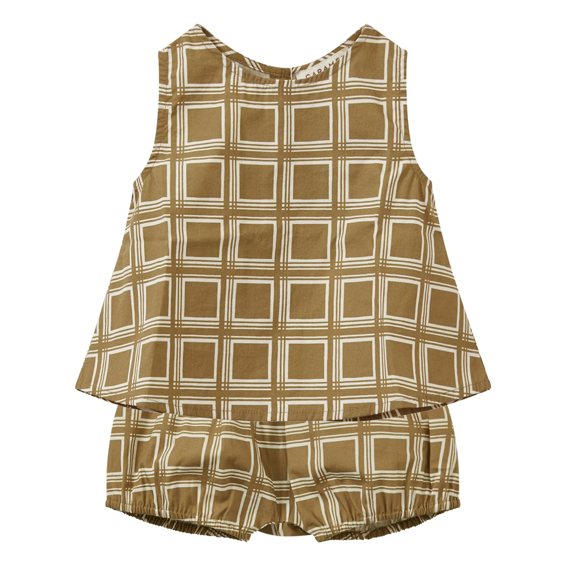Caramel Brown Lettuce Top And Shorts Set