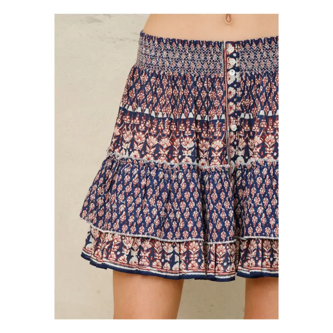 Mari Printed Skirt | Dark Blue