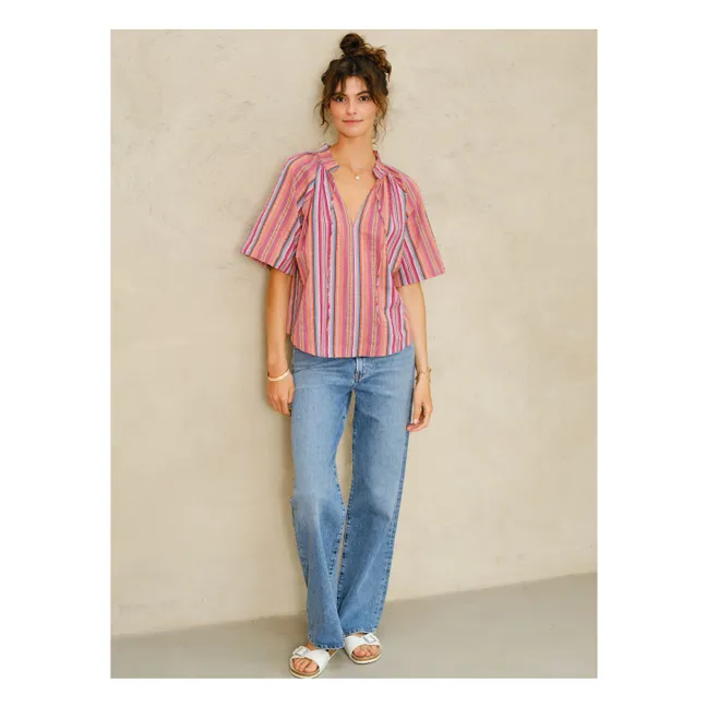 Blusa Palmer Rayas | Rosa