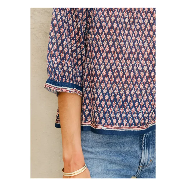 Blusa Husband estampada | Azul oscuro