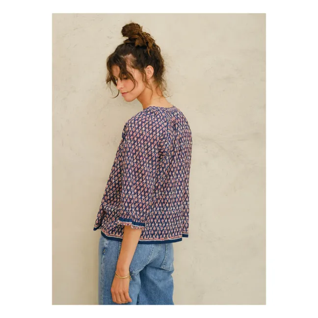 Blusa Husband estampada | Azul oscuro