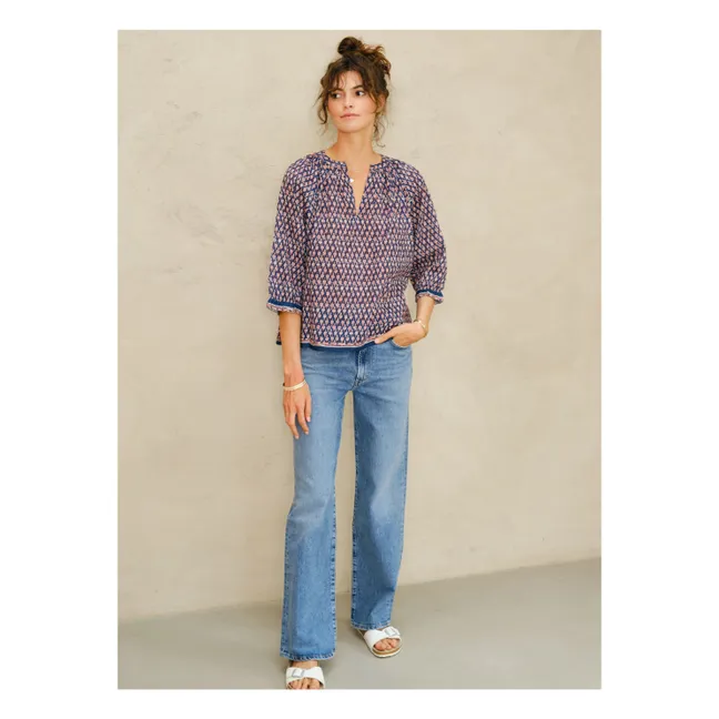 Blusa Husband estampada | Azul oscuro