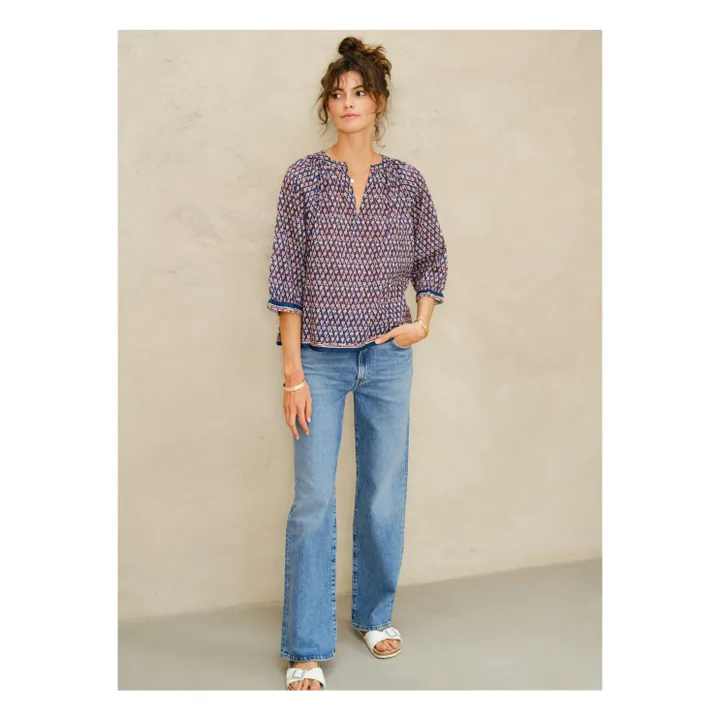 Blouse Mari Imprimée | Bleu foncé- Image produit n°4