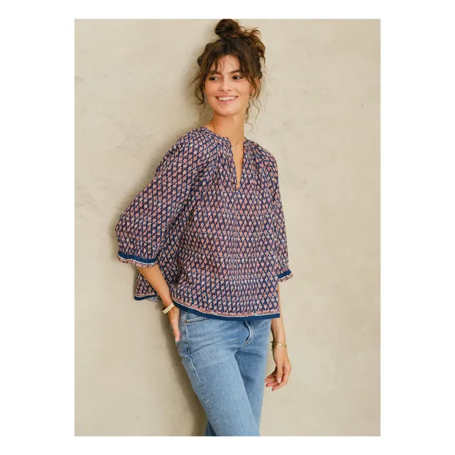 Blusa Husband estampada | Azul oscuro