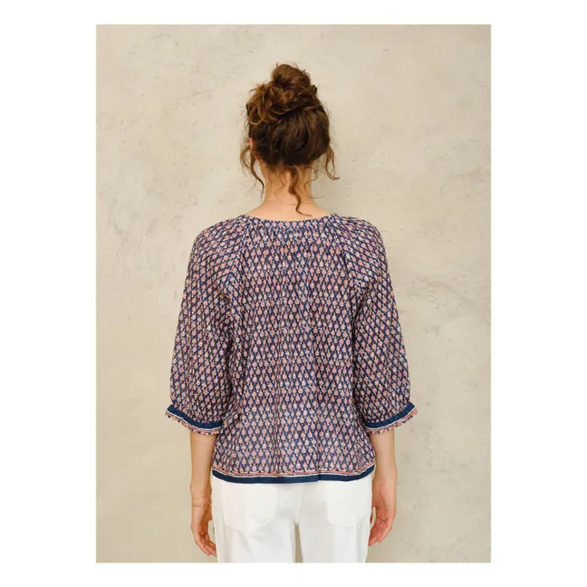 Blusa Husband estampada | Azul oscuro