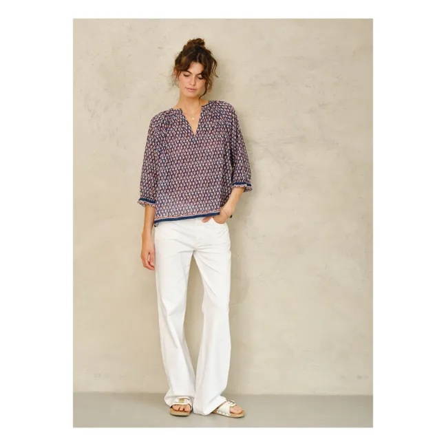 Blusa Husband estampada | Azul oscuro