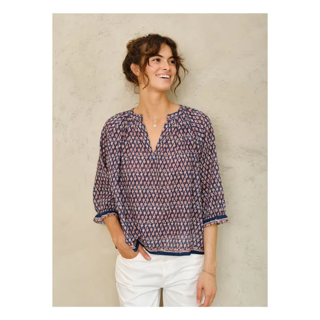 Blusa Husband estampada | Azul oscuro