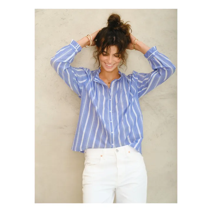 Blouse Chrissie Rayures | Bleu- Image produit n°1