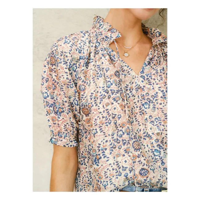 Cass Printed Blouse | Blue
