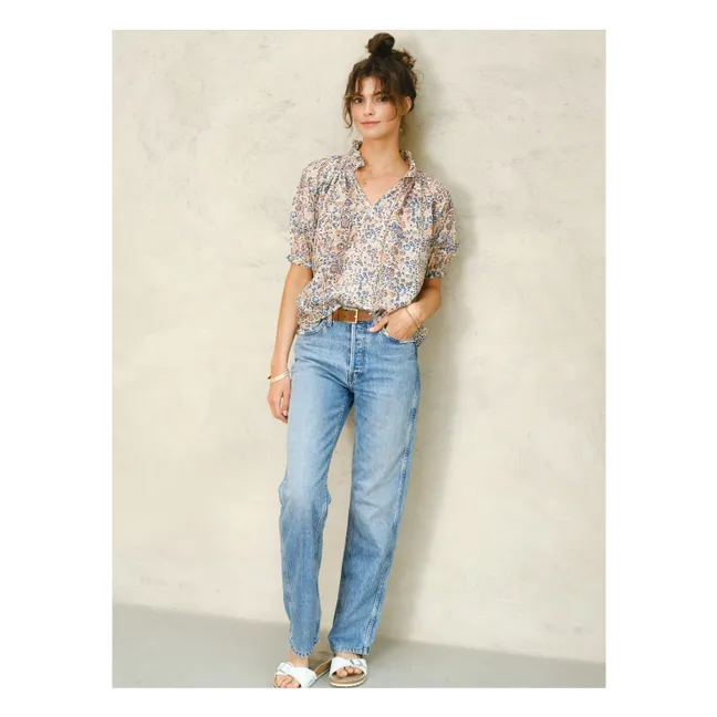 Cass Printed Blouse | Blue