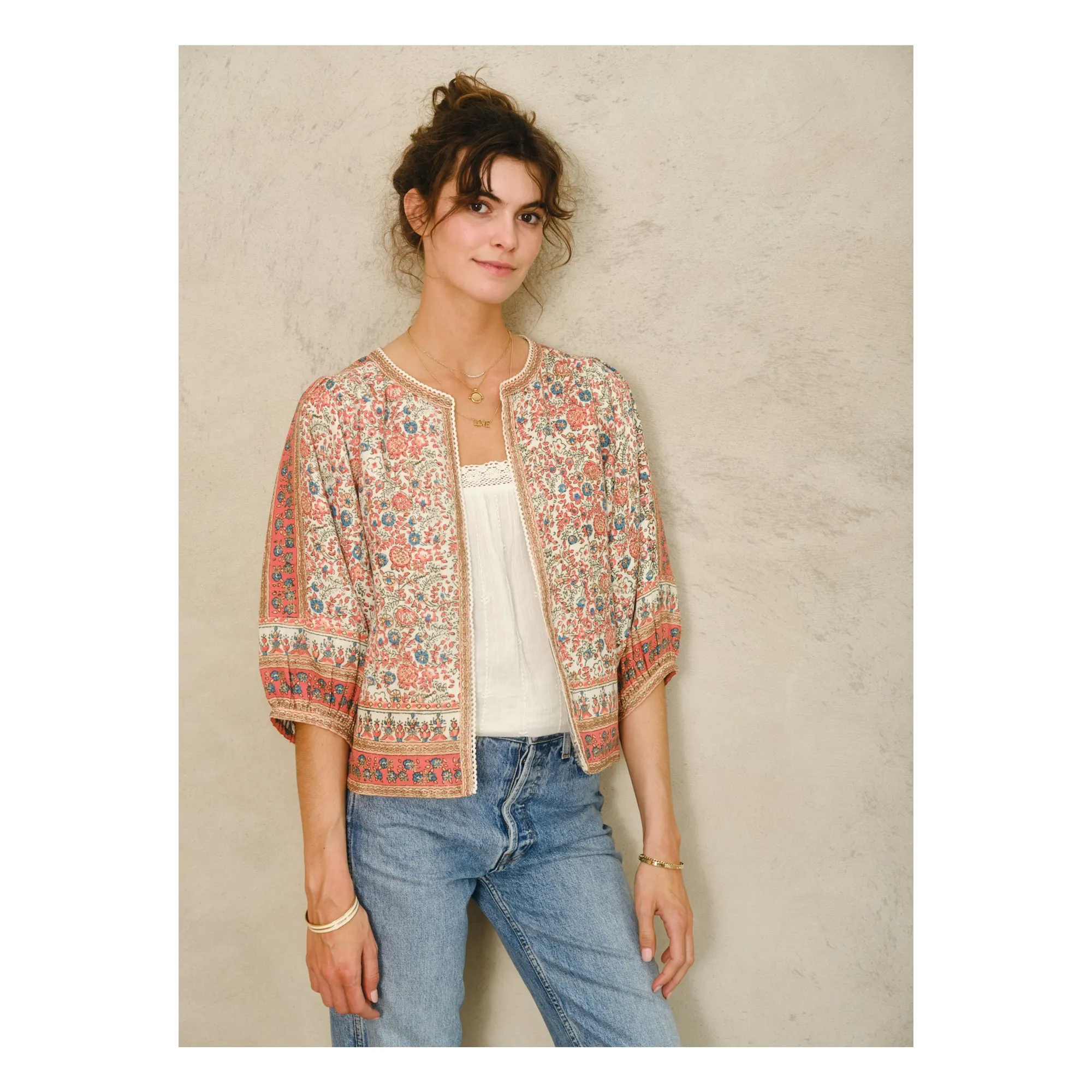 Cass Printed Jacket Coral Smallable