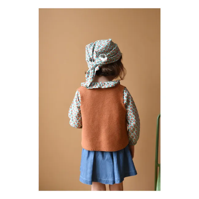 Sciarpa floreale in cotone organico Gaspard | Azzurro