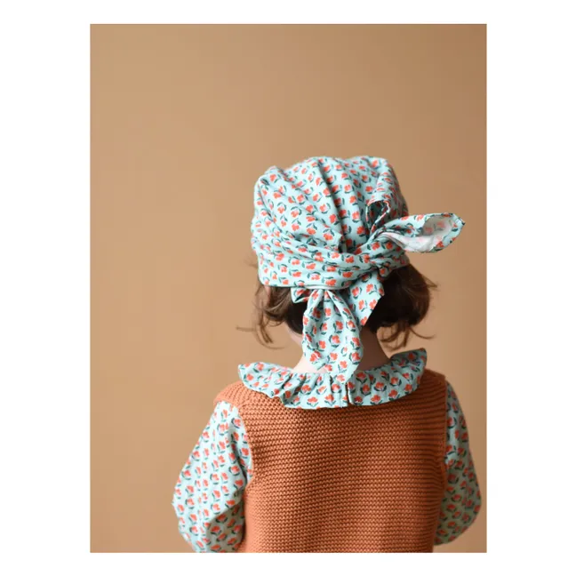 Sciarpa floreale in cotone organico Gaspard | Azzurro