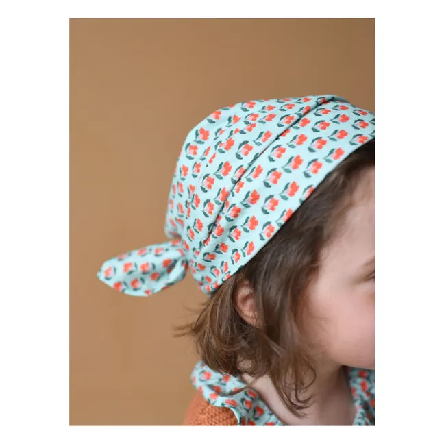 Sciarpa floreale in cotone organico Gaspard | Azzurro