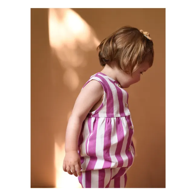 Combinaison Gabriel Rayée Coton Bio | Mauve