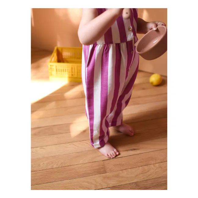 Combinaison Gabriel Rayée Coton Bio | Mauve