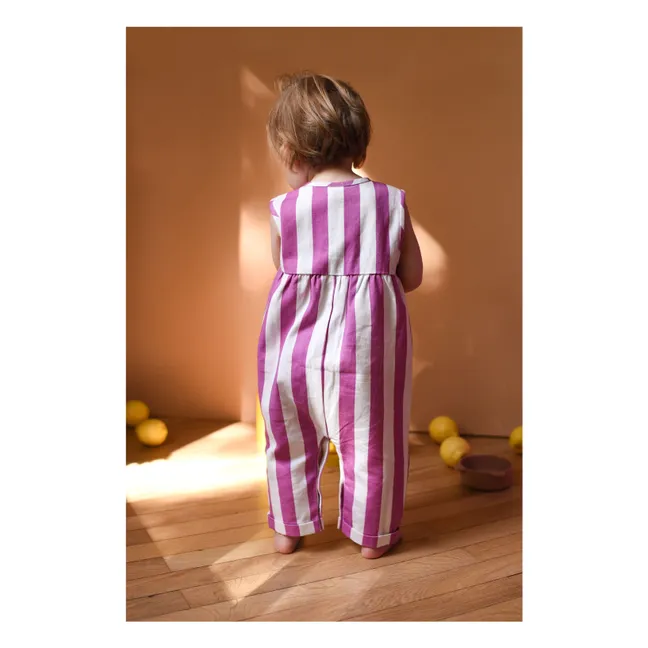 Combinaison Gabriel Rayée Coton Bio | Mauve