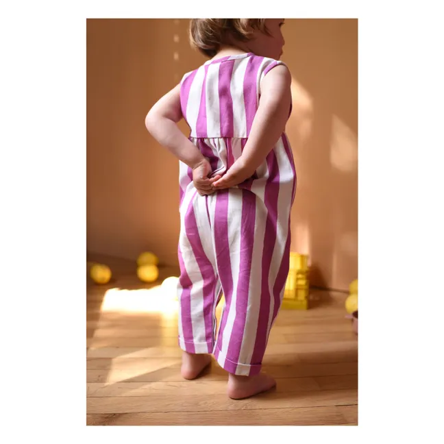 Combinaison Gabriel Rayée Coton Bio | Mauve
