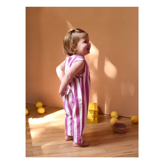 Combinaison Gabriel Rayée Coton Bio | Mauve