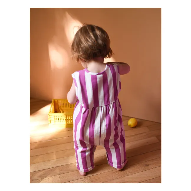 Combinaison Gabriel Rayée Coton Bio | Mauve