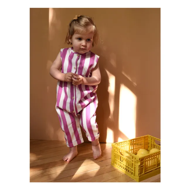 Combinaison Gabriel Rayée Coton Bio | Mauve