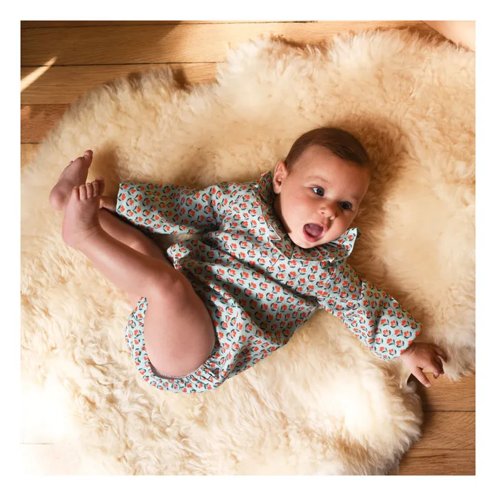 Barboteuse Castille Fleurie Coton Bio | Bleu ciel- Image produit n°2