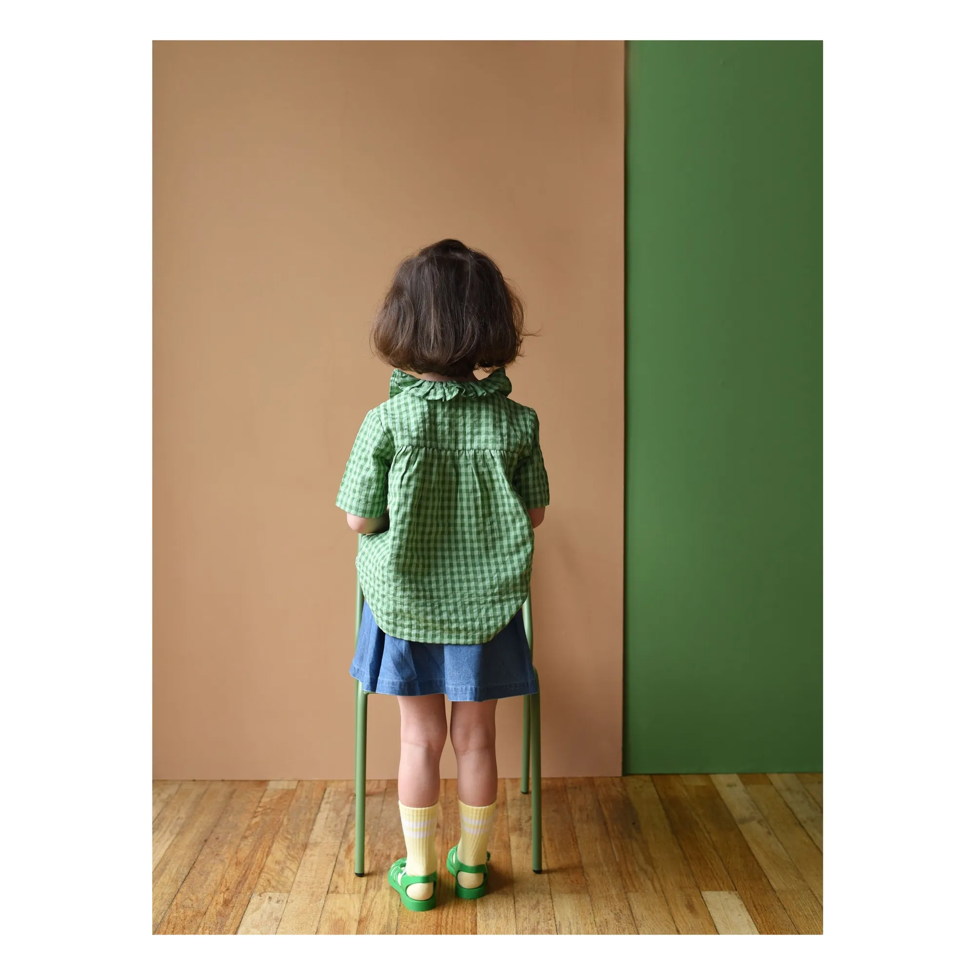 Blouse Colombine Vichy Coton Bio | Vert- Image produit n°4