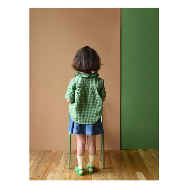 Colombine Camicetta in cotone biologico Vichy | Verde