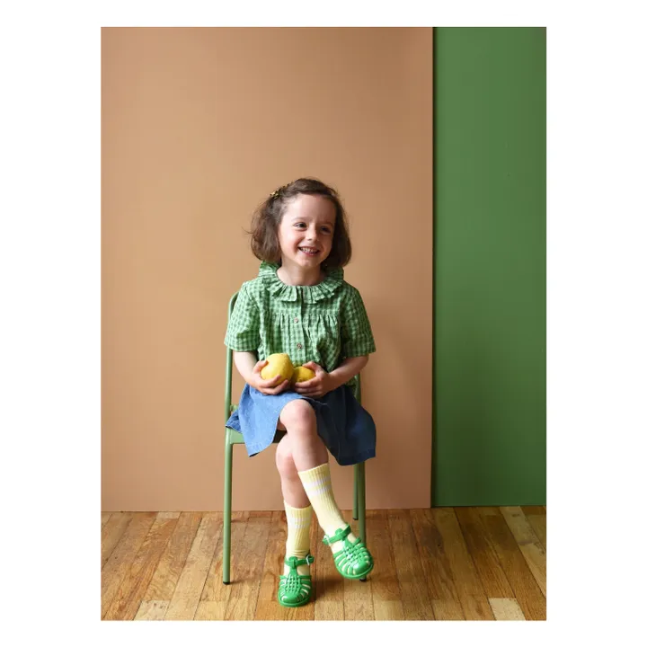 Blouse Colombine Vichy Coton Bio | Vert- Image produit n°2