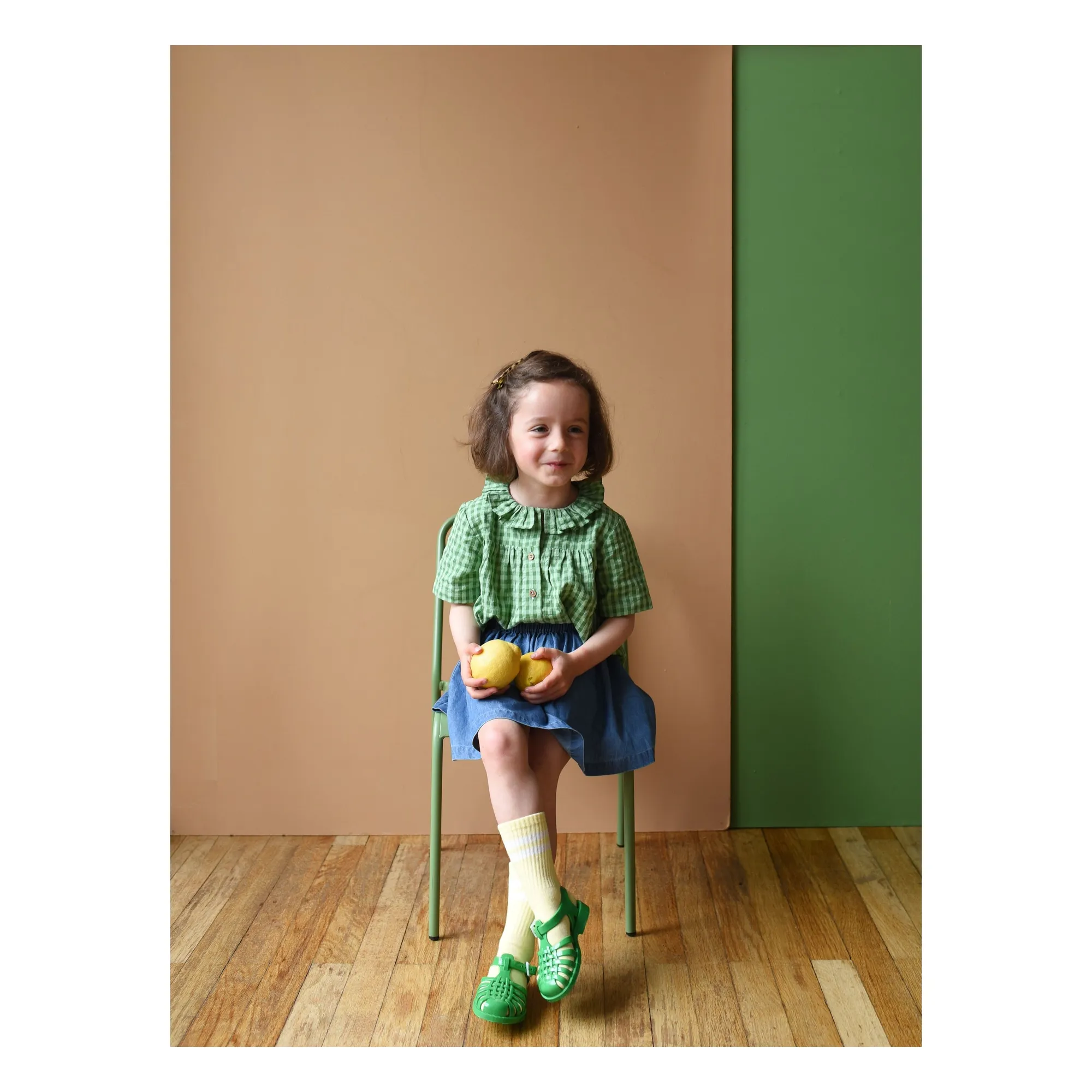 Blouse Colombine Vichy Coton Bio | Vert- Image produit n°3