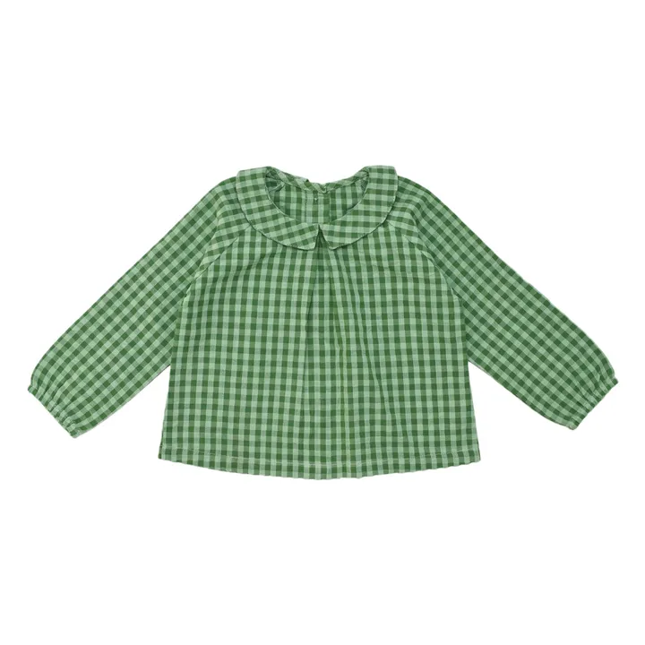 Blouse Octave Vichy Coton Bio | Vert- Image produit n°0