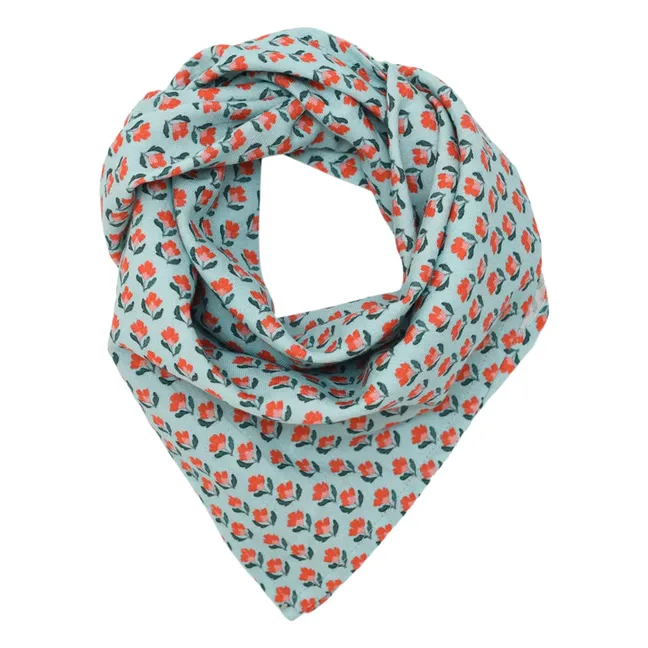 Sciarpa floreale in cotone organico Gaspard | Azzurro
