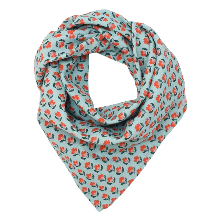 Foulard Gaspard Fleuri Coton Bio | Bleu ciel- Image produit n°0