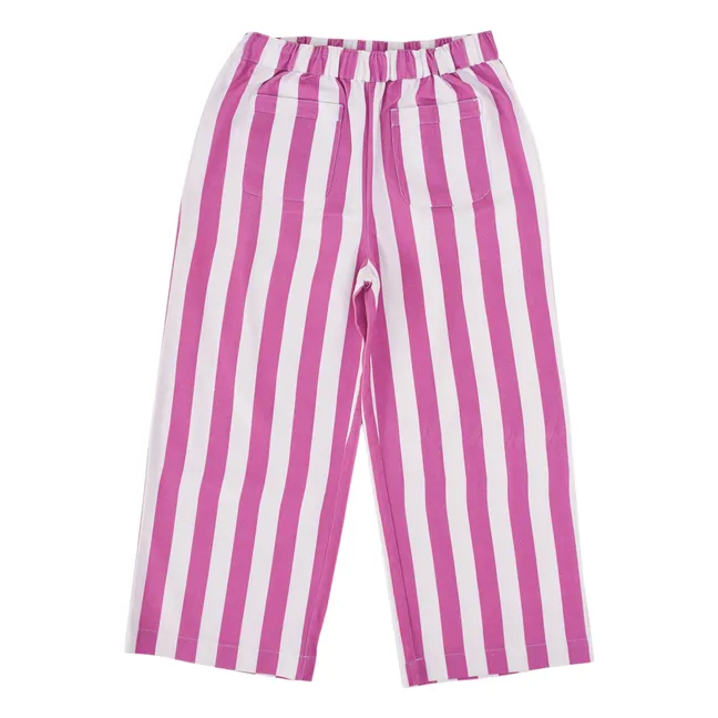 Hose Léon Gestreift Bio-Baumwolle | Mauve