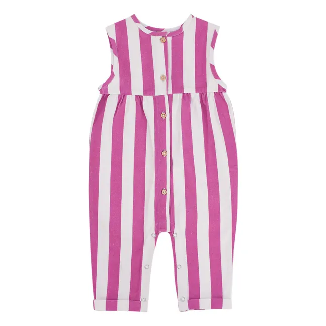 Combinaison Gabriel Rayée Coton Bio | Mauve