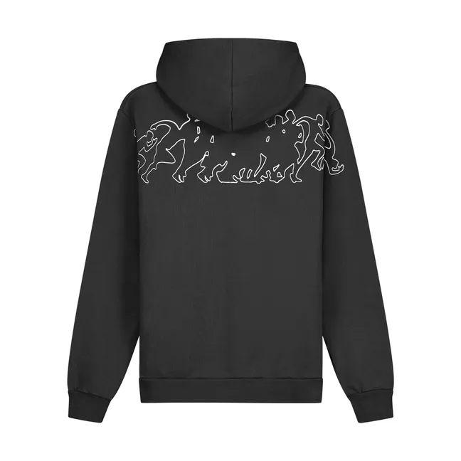 Hoodie All Sleeve Runners Embroidery | Black