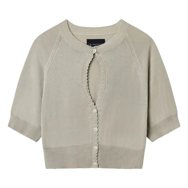 Organic Cotton Cut-Out Cardigan | Pearl grey