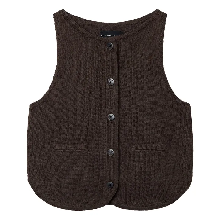 Gilet Sans Manches Coton Bio | Marron- Image produit n°0