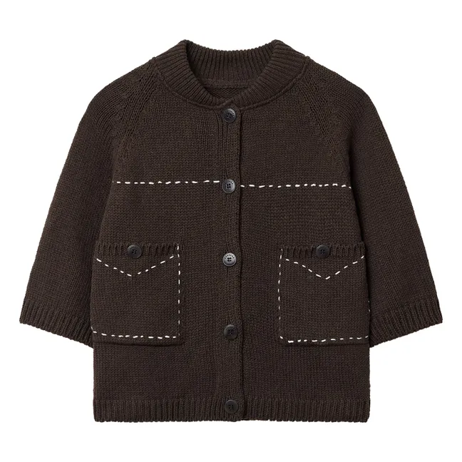 Organic Cotton Contrast Seams Vest | Brown