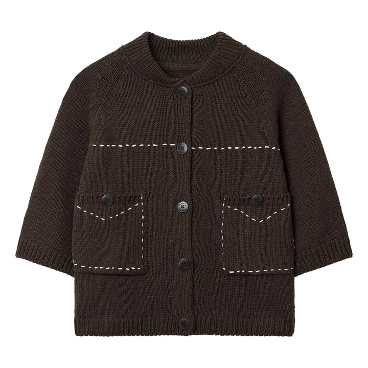 Gilet Coutures Contrastées Coton Bio | Marron- Image produit n°0